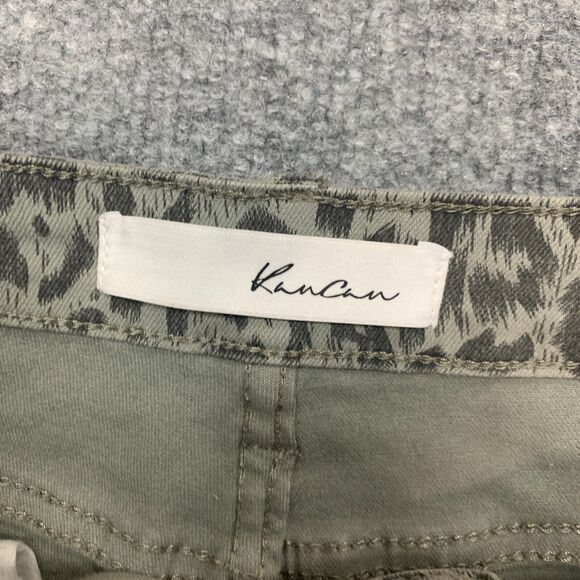 KanCan Animal Print Pants Womens 25 Gray Raw Slant Hem Mid Rise Stretch Pockets - Picture 7 of 13